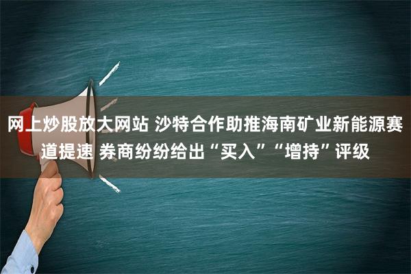 网上炒股放大网站 沙特合作助推海南矿业新能源赛道提速 券商纷纷给出“买入”“增持”评级