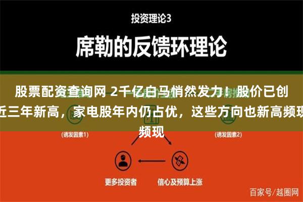 股票配资查询网 2千亿白马悄然发力！股价已创近三年新高，家电股年内仍占优，这些方向也新高频现