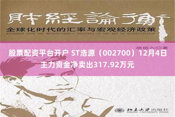 股票配资平台开户 ST浩源（002700）12月4日主力资金净卖出317.92万元