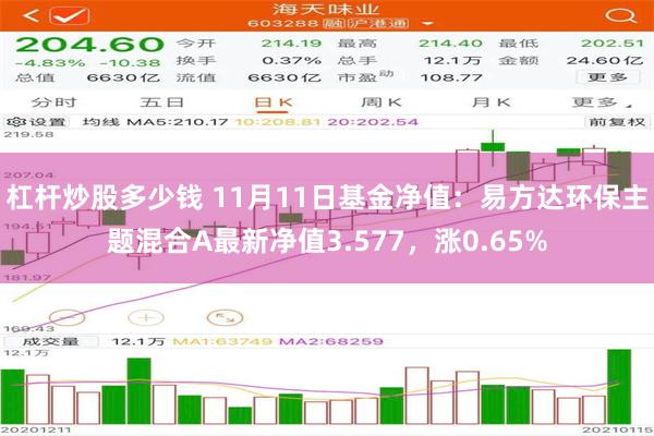 杠杆炒股多少钱 11月11日基金净值：易方达环保主题混合A最新净值3.577，涨0.65%