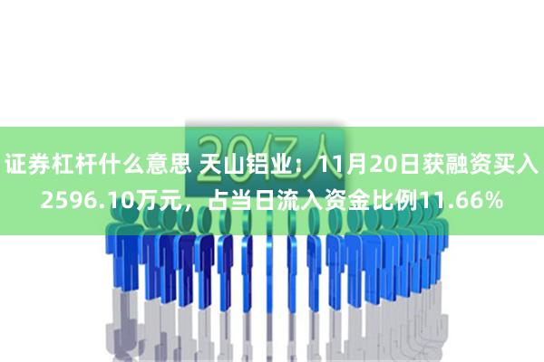 证券杠杆什么意思 天山铝业：11月20日获融资买入2596.10万元，占当日流入资金比例11.66%